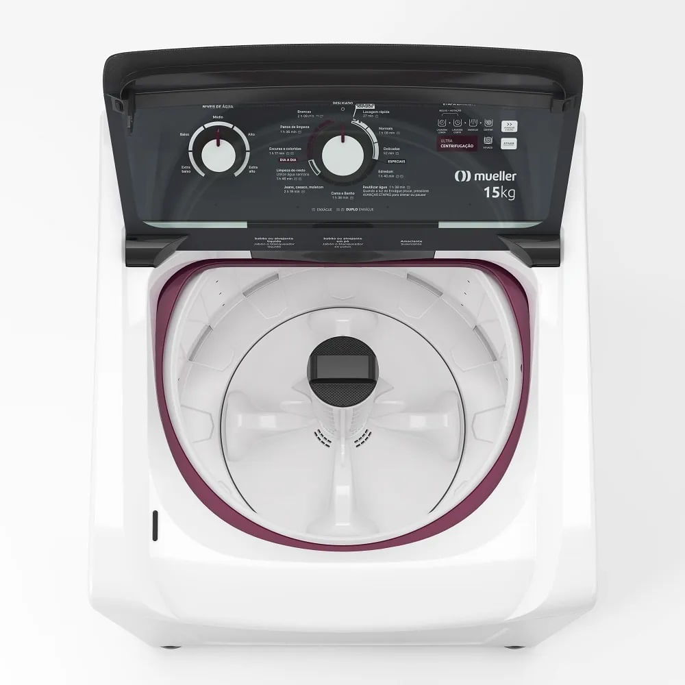 Lavadora de Roupa Automática Mueller 15Kg Ultracentrifugação e Ciclo Rápido Branca MLA15 – 127 Volts - Imagem 6